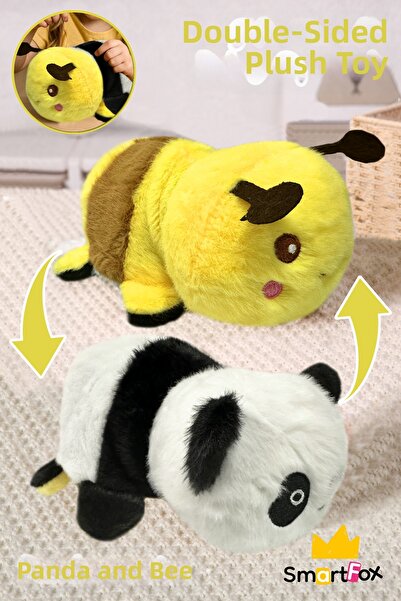 SmartFox لعبة قطيفة ذات وجهين، ناعمة الملمس، قابلة للتحويل، لطيفة ورائعة