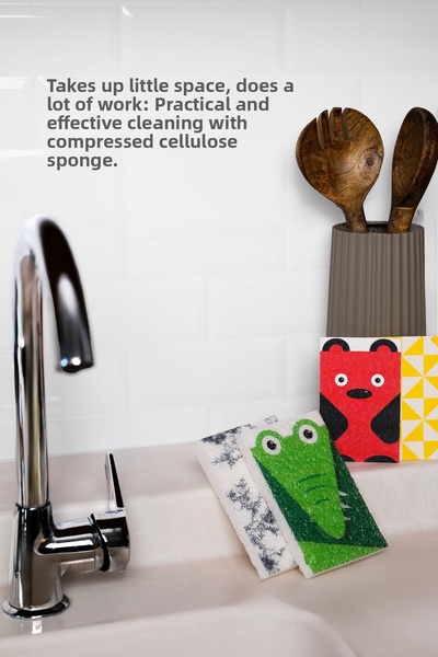 mycleanvibe إسفنجة تنظيف مضغوطة من السليلوز الطبيعي 100% MYCLEANVIBE - ملونة،...
