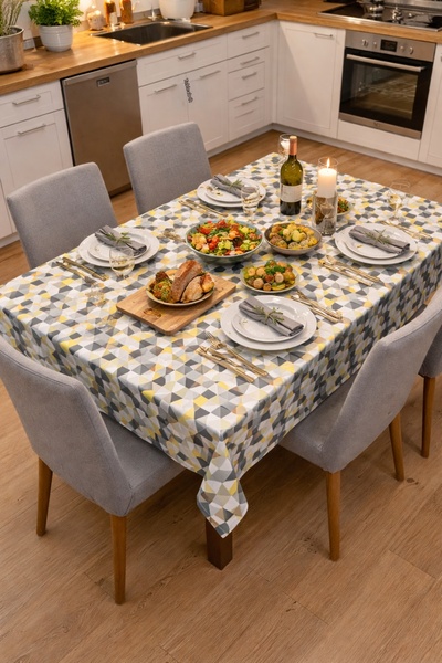 Hulganz Duck Fabric Tablecloth Stain Resistant Water Oil Dust Repellent Fabri...