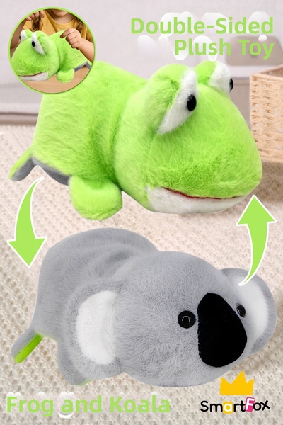 SmartFox لعبة قطيفة ذات وجهين، ناعمة الملمس، قابلة للتحويل، لطيفة ورائعة