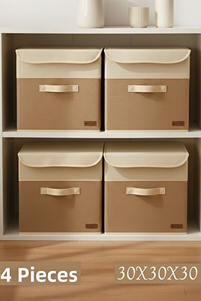 PH Prendi Home 4-Piece Lino Garni Jute Covered Fabric Closet Organizer Box - ...