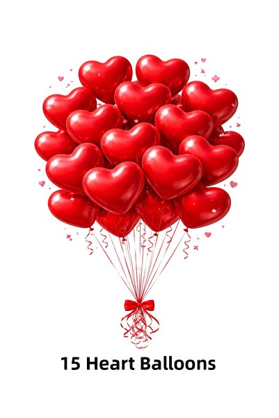 HAPPYLOOPPARTY بالون أحمر على شكل قلب لعيد الحب ويوم خاص للذكرى السنوية 15 قطعة