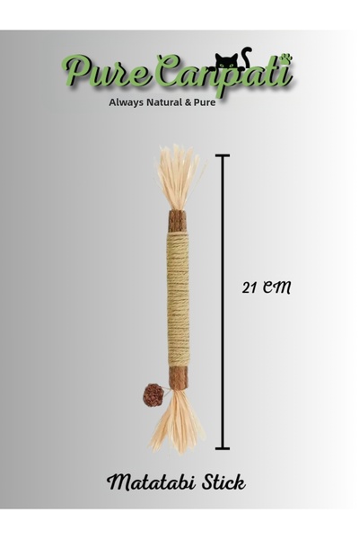 PureCanpati Natural Matatabi Cat Play Stick (Raffia Grass, Wicker Rope, Matat...