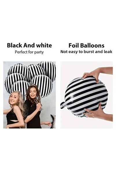 Partifabrik Black-White Striped Foil Balloon 45cm