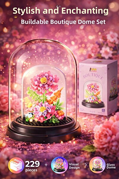 TRUST STORE مجموعة مكعبات زجاجية صغيرة على شكل زهرة من بوتيك كام، 229 قطعة، ت...