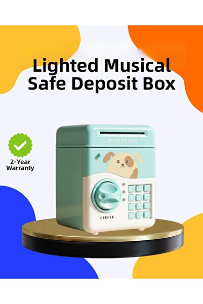 Fırsatkolik حصالة مزودة بقفل رقمي بتصميم صندوق أمانات بلون أخضر مائي للأطفال