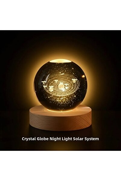 Fırsatkolik كرة كريستالية مزخرفة بتقنية الليزر مع حامل خشبي