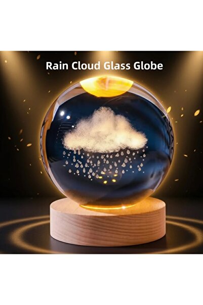 Fırsatkolik 3D Cloud Figured Crystal Ball Night Light with Led Warm Light and...