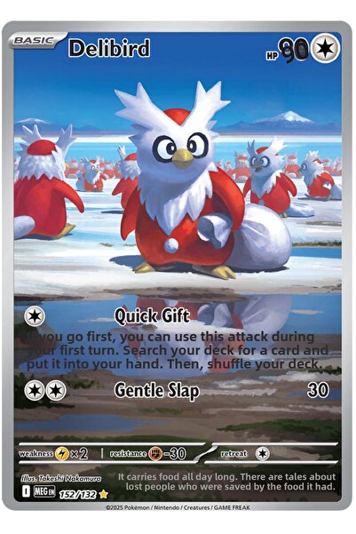 Pokemon TCG Delibird 152/132 Illustration Rare Megen Licensed Game Card