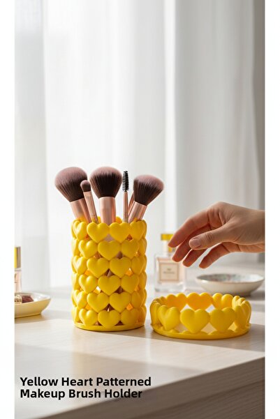 esa gaming مجموعة منظم مكياج بتصميم على شكل قلب، قطعتان |   صندوق فرشاة وحامل...