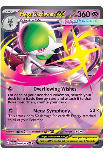 Pokemon TCG Mega Gardevoir Ex 60/132 Double Rare Megen Licensed Game Card