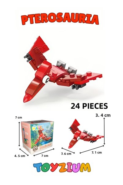 Shem Pterosauria Dinosaur Building Block Toy (24 Pieces) – Mini Dinosaur Model Building Set