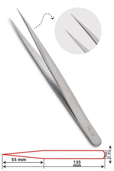 MOZIUR Ts-12 Silk Eyelash Tweezers – Flat Tip Professional Single Lash Separation and Placement Tweezers