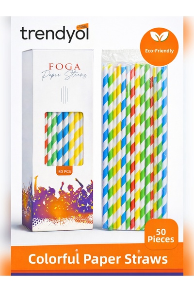 Ethex Foga Colorful Kraft Pipettes Striped 50 Pcs 6mm X 19,7