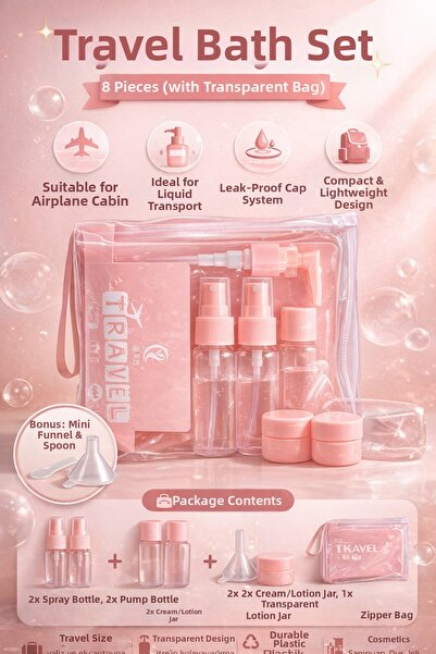 Single مجموعة من 8 قطع من أدوات العناية الشخصية ومستحضرات التجميل للسفر، منظم...