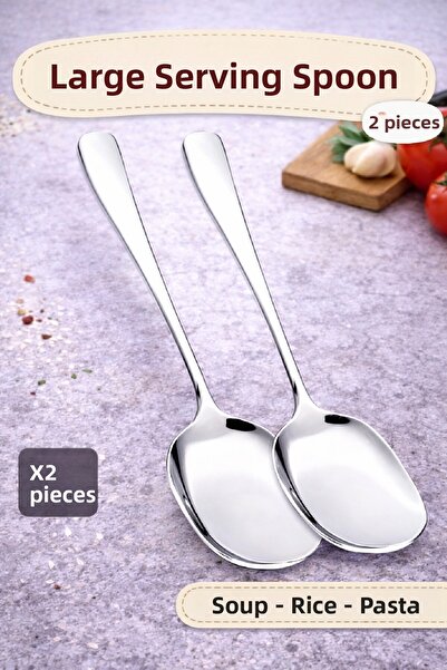 Berdina Home مجموعة ملاعق فاخرة من الفولاذ المقاوم للصدأ مكونة من قطعتين لتقد...