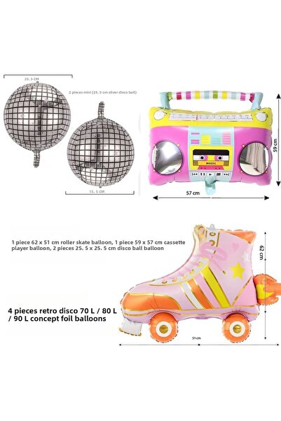 partidolu ريترو ديسكو 80s 90s حفلة شريط بالون سكيت على شكل احباط بالون 4 قطع