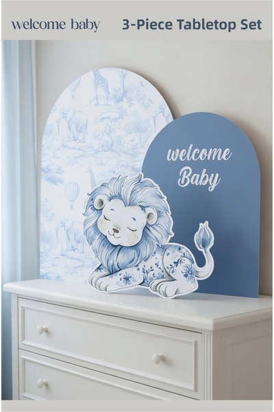 neşeli günlerim Set de tablouri decorative de masă Safari Aslan Welcome Baby,...