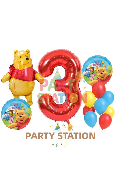 Parti Station مجموعة بالونات عيد الميلاد للطفل بعمر 3 سنوات من ويني ذا بوه - ...