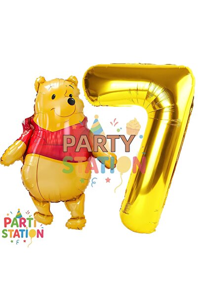 Parti Station مجموعة بالونات على شكل أرقام من رقائق الذهب بعمر 7 سنوات تحمل ط...