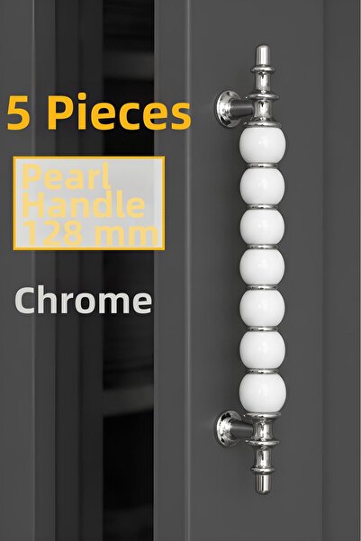 GLASWEN 5 bucăți mânere perlat 128 mm cromate pentru bucătărie, sertar, dulap...
