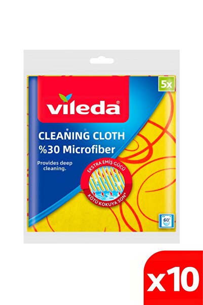 Vileda 30% Microfiber 5-piece Kitchen Diapers - 10 Pack