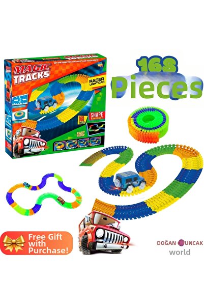 Doğan Oyuncak Dünyası مجموعة مسار السكك الحديدية 168 قطعة من Magic Trucks - أ...