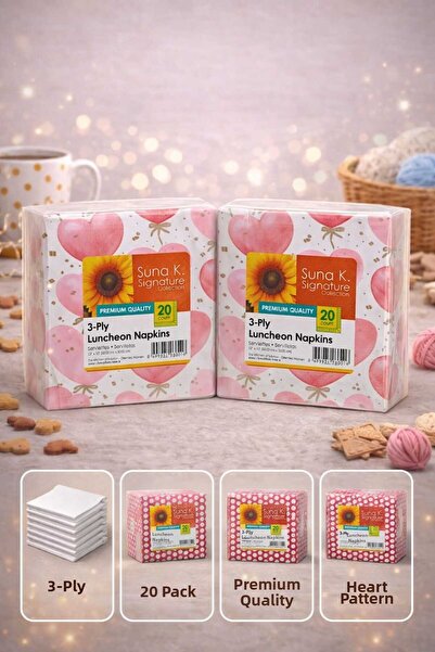 CKM silikon Pink Heart Patterned 2 Pieces 3-Ply Premium Napkins