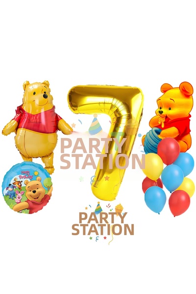 Parti Station Winnie the Pooh Themed 7Th Birthday Balloon Set – 12 Piece Ball...