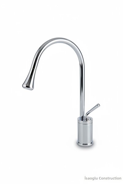 İSAOĞLU YAPI Kitchen Faucet Drop Design Silver Color Brass Material Kitchen a...