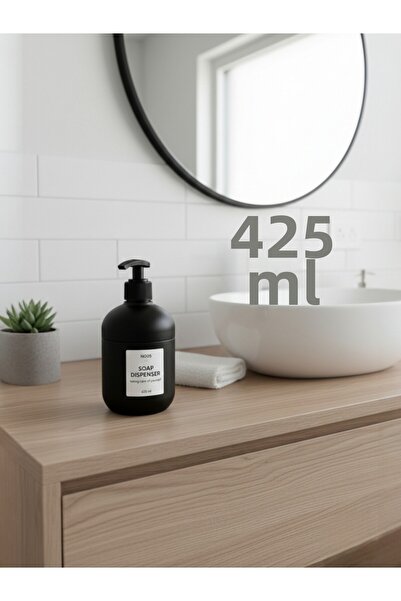 Padilon موزع صابون سائل من الزجاج الأسود بتصميم عصري للحمام والمطبخ