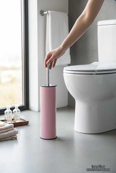 İSAOĞLU YAPI Pink Toilet Brush Colorful Bathroom Toilet Brush Stainless Steel...