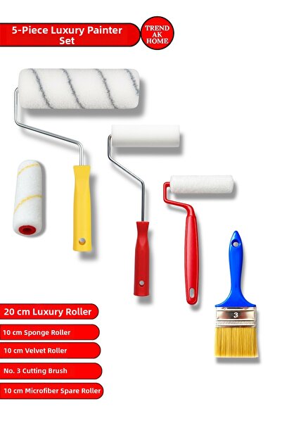 OSKAR FIRÇA 5-Piece Painter's Set | 20 cm Roller+10 cm Sponge Roller+10 cm Ve...