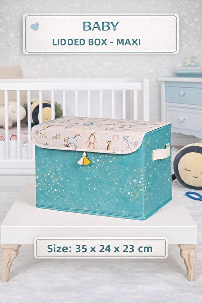 PONÇİK BEBEK Large Volume Organizer Baby Box with Lid Maxi |   Baby Room Stor...