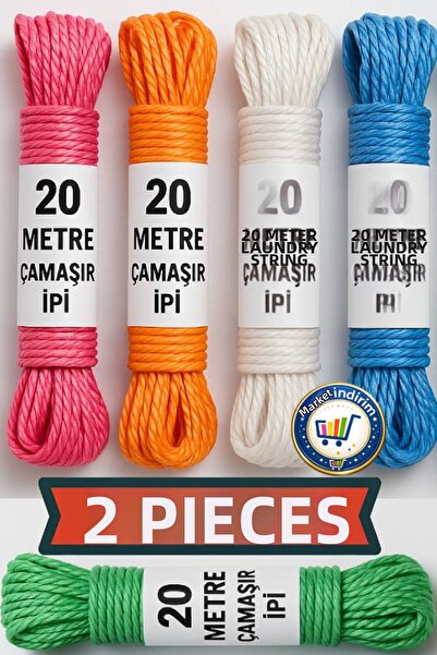 nistabolje حبل تجفيف الملابس من النايلون 20 متر × 2 = 40 متر حبل متعدد الأغرا...