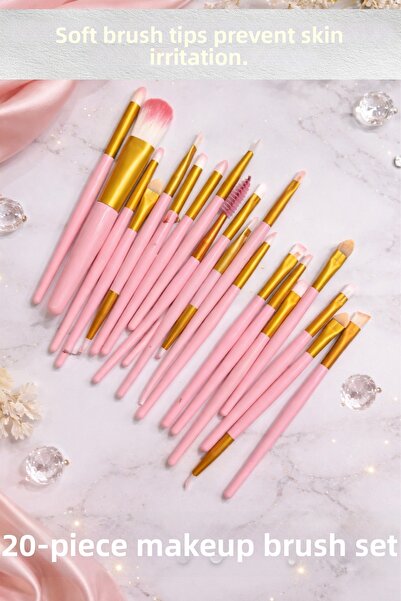 monangel Women's Pink 20-Piece Makeup Brush Set