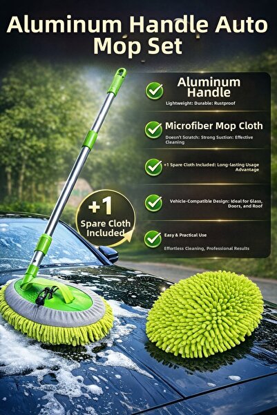 Single ( +1 قطعة قماش احتياطية ) ممسحة سيارات تلسكوبية متعددة الوظائف ذات مقب...