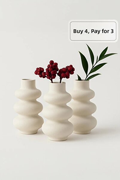 ZURİ DESİGN Set of 3 Organic Shaped Bohemian Nordic Vases – Gift-Ready Modern...