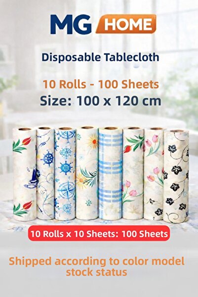 VENON 10 Rolls ❤️   100 Sheets 100X120 Disposable Tablecloth Liquid-Proof Dis...