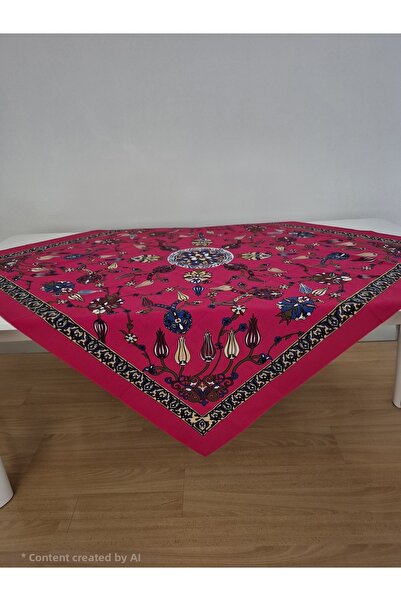 Milenam مفرش طاولة أصيل بنقشة زهرة التوليب، قماش مفرش طاولة قطني عثماني