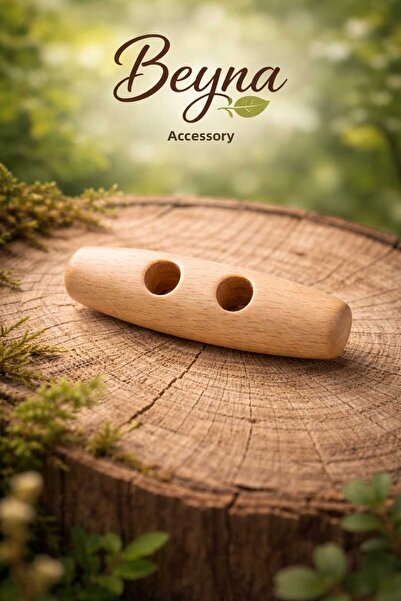 beyna aksesuar أزرار خشبية طبيعية 4 سم، عبوة واحدة تحتوي على 10 قطع