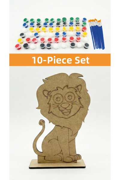 EMRİN AHŞAP OYUNCAK VE HEDİYELİK EŞYA 10-Piece Lion Painting Set 10 Paints 10...