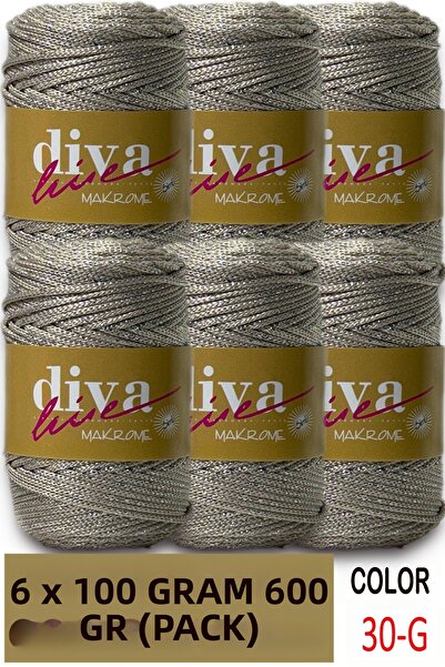 Diva İplik 2.5 mm Polyester Glitter Macrame Bag Cord (Pack of 6) 600 Gr - 30g