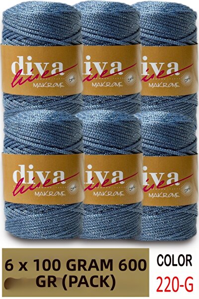 Diva İplik 2.5 mm Polyester Glitter Macrame Bag Cord (Pack of 6) 600 Gr - 220g