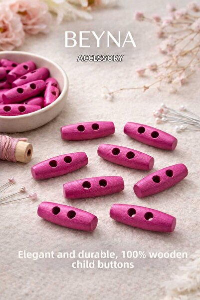 Beyna 3 CM Wide Natural Wooden Pink Wood Shepherd - 1 Pack 12 Pieces