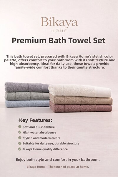 Bikaya Home 100% Cotton Bath Towel Set – 6 Pieces – 90X150 cm – Soft and High...