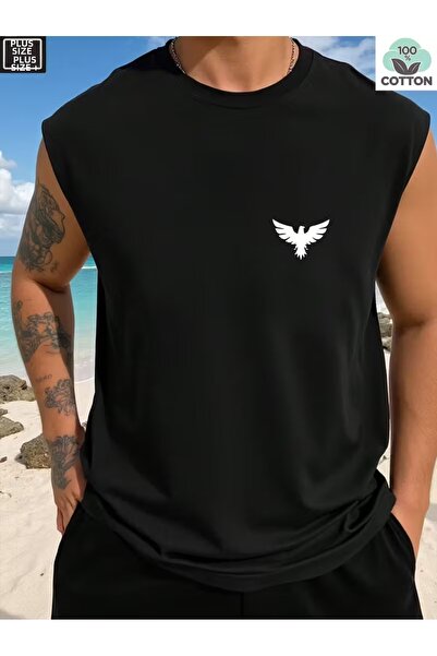 bellanova Silatrend Men's Black Original Printed Oversize Cut Cotton Crew Nec...