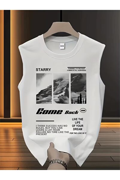 bellanova Sila Trend Men's White Original Printed Oversize Cut Cotton Crew Ne...