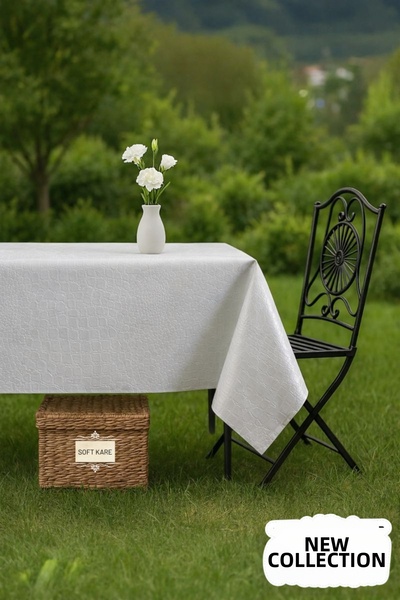 Soft Kare Pvc Fiber Tablecloth – Wipeable, Waterproof, Modern Pattern, for Ki...