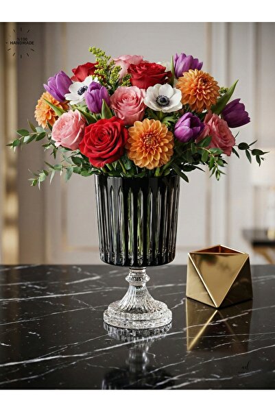 AKDEN STORE Handcrafted Decorative Tabletop Vase with Stand